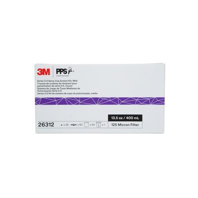 3M PPS Series 2.0 Spray Cup System Kit, 26312, Midi (13.5 fl oz, 400 mL), 125 Micron Filter