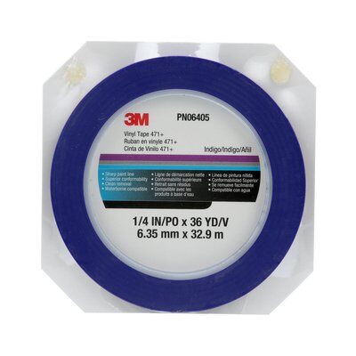 3M 1/4 in x 36 yd Vinyl Tape 471+,5.3 mil, 06405