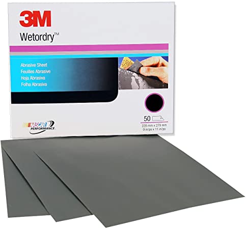 3M Wetordry 1000, 02021, Abrasive Sheet 401Q, 5 1/2 in x 9 in, 50 sheets per carton