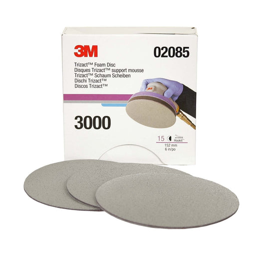 3M Trizact Hookit Foam Abrasive Disc 02085, P3000, A5, 6 in (150 mm), 15 Discs/Carton