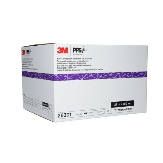 3M PPS Series 2.0 Spray Cup System Kit, 26301, Standard (22 fl oz, 650 mL), 125 Micron Filter