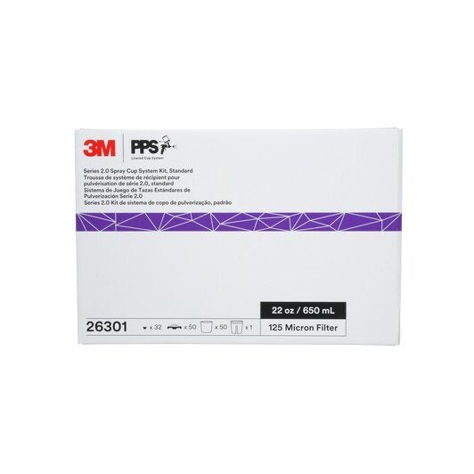 3M PPS Series 2.0 Spray Cup System Kit, 26301, Standard (22 fl oz, 650 mL), 125 Micron Filter