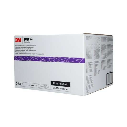 3M PPS Series 2.0 Spray Cup System Kit, 26301, Standard (22 fl oz, 650 mL), 125 Micron Filter